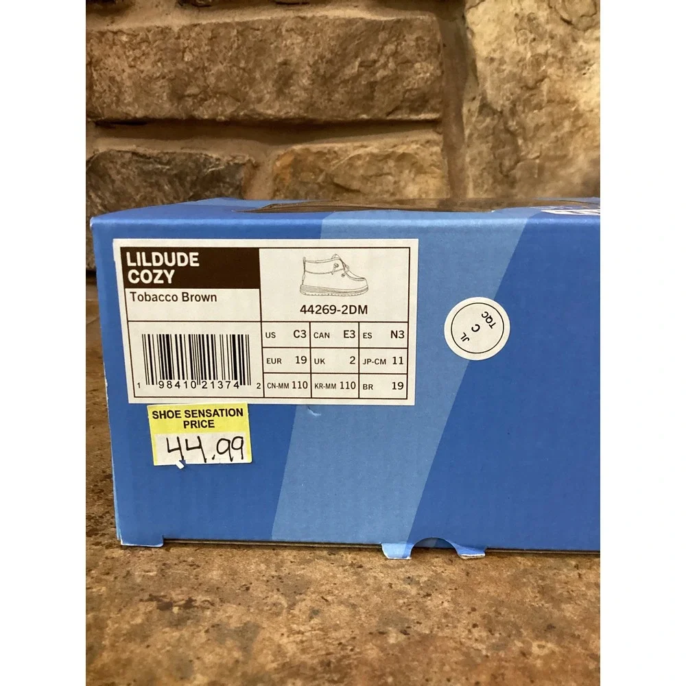 Hey Dude Lil Dude Cozy Tobacco Brown Toddler Boots 44269-2DM Size 3 US C3 New